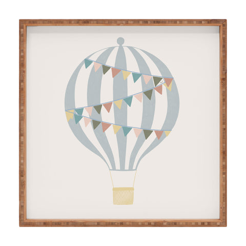 Hello Twiggs Pastel Blue Hot Air Balloon Square Tray