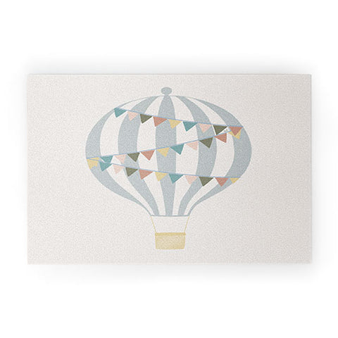 Hello Twiggs Pastel Blue Hot Air Balloon Welcome Mat