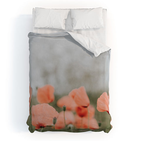 Hello Twiggs Peach Red Poppies Duvet Cover