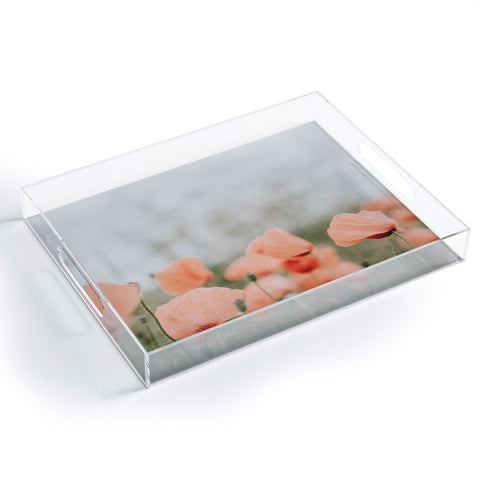 Hello Twiggs Peach Red Poppies Acrylic Tray