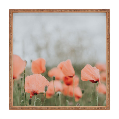Hello Twiggs Peach Red Poppies Square Tray