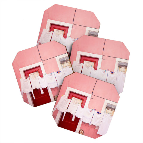 Hello Twiggs Pink House in Lisbon Coaster Set