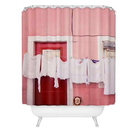 Hello Twiggs Pink House in Lisbon Shower Curtain