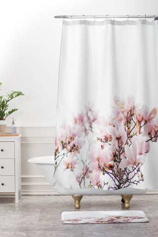 Hello Twiggs Pink Magnolias Shower Curtain And Mat