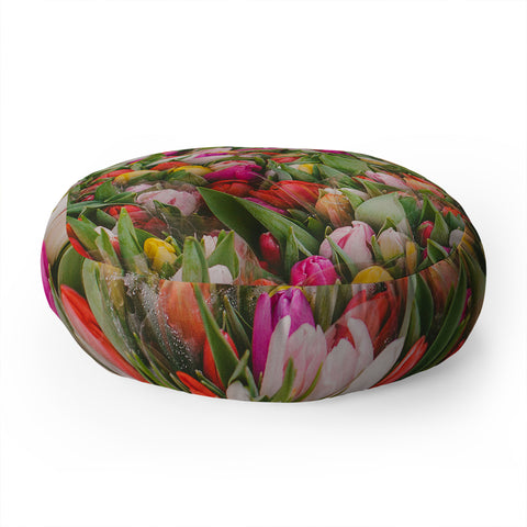 Hello Twiggs Rainbow Tulips Floor Pillow Round