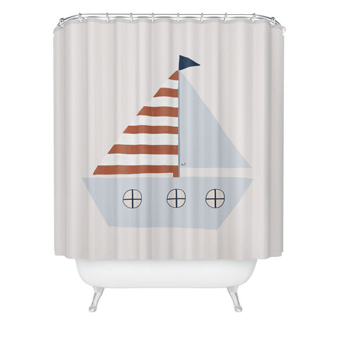 Hello Twiggs Sailing Boat Shower Curtain