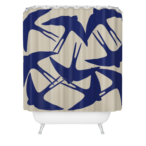 Hello Twiggs Spring Swallows Shower Curtain