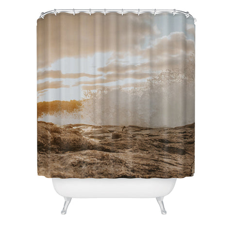 Hello Twiggs Sunset Rough Waves Shower Curtain