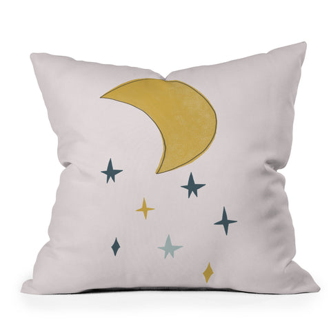 Hello Twiggs The Moon and the Stars Throw Pillow