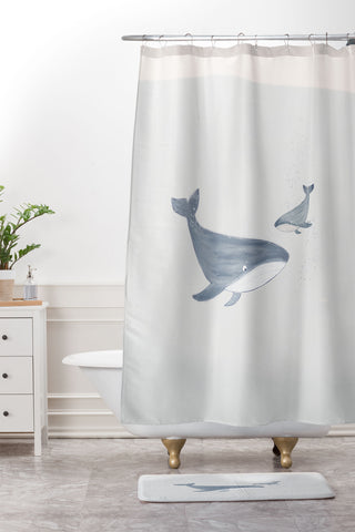 Hello Twiggs Two Whales Shower Curtain And Mat