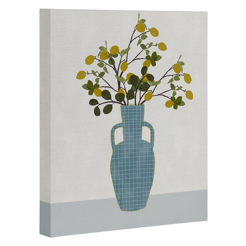 Hello Twiggs Vase with Lemon Tree Branches Art Canvas