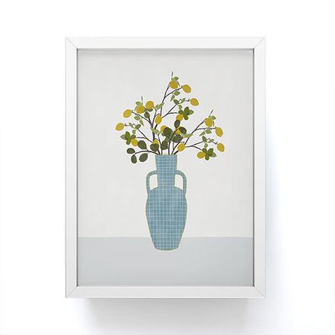 Hello Twiggs Vase with Lemon Tree Branches Framed Mini Art Print