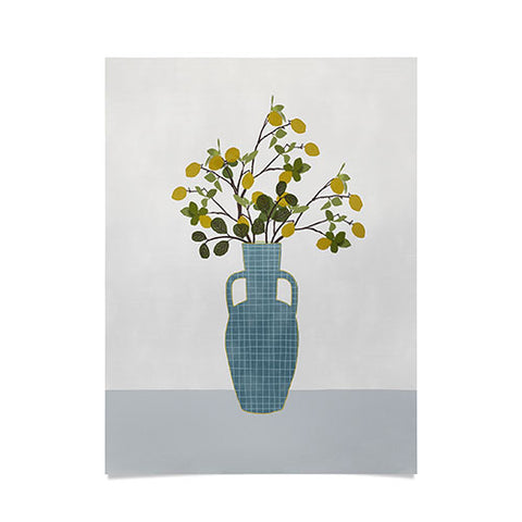 Hello Twiggs Vase with Lemon Tree Branches Poster