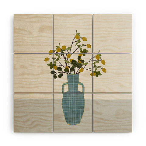 Hello Twiggs Vase with Lemon Tree Branches Wood Wall Mural