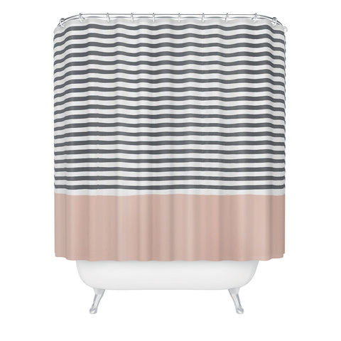 Hello Twiggs Watercolor Stripes Blush Shower Curtain