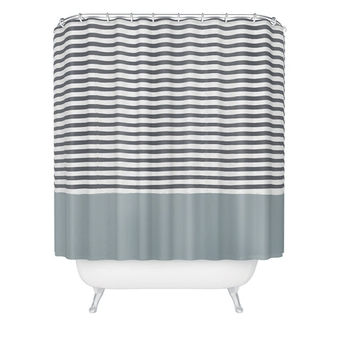 Hello Twiggs Watercolor Stripes Grey Shower Curtain