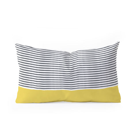 Hello Twiggs Watercolour Stripes Mustard Oblong Throw Pillow