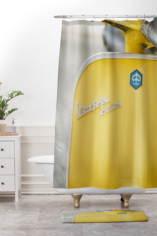 Hello Twiggs Yellow Vespa Shower Curtain And Mat