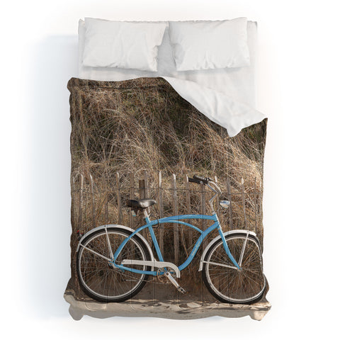 Henrike Schenk - Travel Photography Blue Beach Bike In Holland Photo Dutch Grass Dunes Summer Holiday Comforter