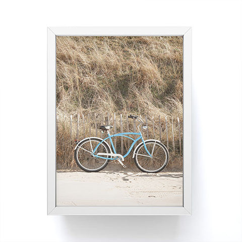 Henrike Schenk - Travel Photography Blue Beach Bike In Holland Photo Dutch Grass Dunes Summer Holiday Framed Mini Art Print