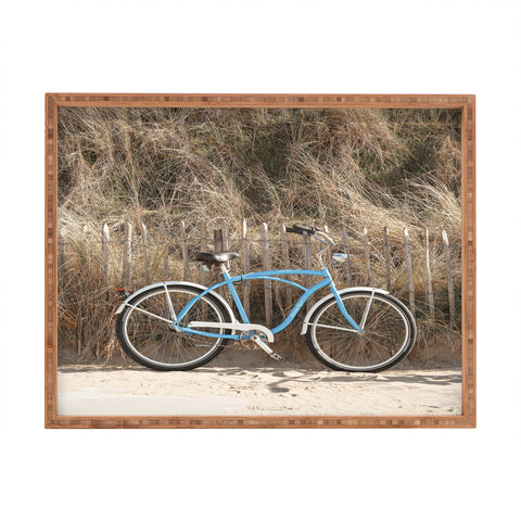 Henrike Schenk - Travel Photography Blue Beach Bike In Holland Photo Dutch Grass Dunes Summer Holiday Rectangular Tray