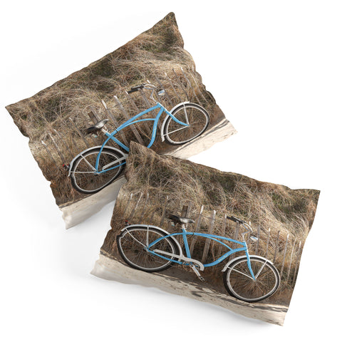 Henrike Schenk - Travel Photography Blue Beach Bike In Holland Photo Dutch Grass Dunes Summer Holiday Pillow Shams