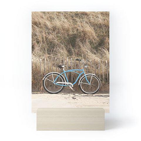 Henrike Schenk - Travel Photography Blue Beach Bike In Holland Photo Dutch Grass Dunes Summer Holiday Mini Art Print