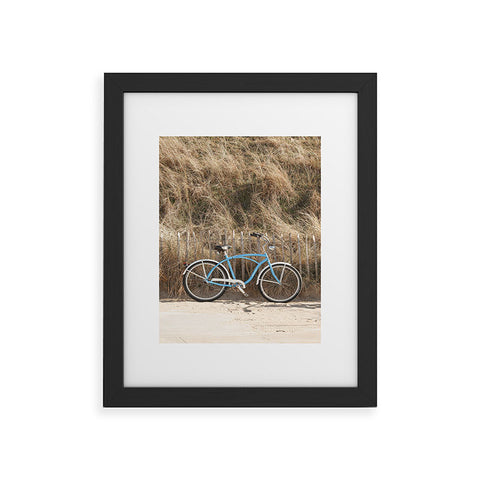 Henrike Schenk - Travel Photography Blue Beach Bike In Holland Photo Dutch Grass Dunes Summer Holiday Framed Art Print