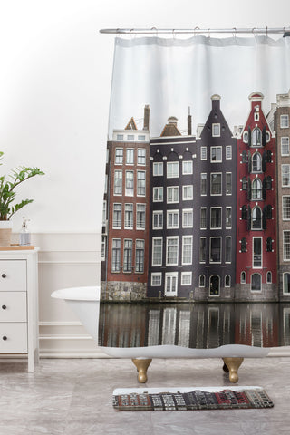 Henrike Schenk - Travel Photography Buildings In Amsterdam City Picture Dutch Canals Shower Curtain And Mat
