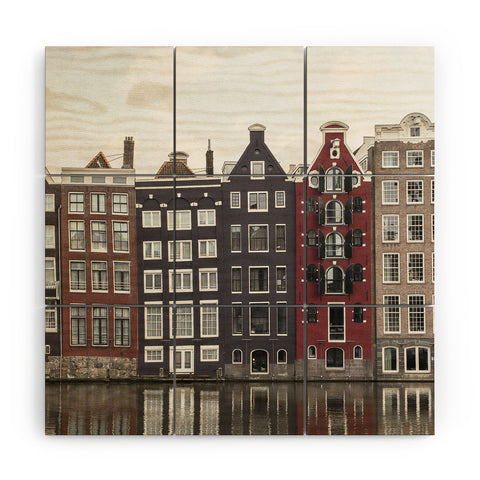 Henrike Schenk - Travel Photography Buildings In Amsterdam City Picture Dutch Canals Wood Wall Mural