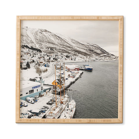 Henrike Schenk - Travel Photography Harbor In Norway Snow Photo Winter In Norway Boats And Mountains Framed Wall Art