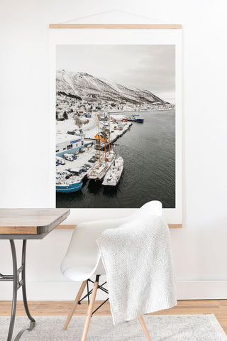 Henrike Schenk - Travel Photography Harbor In Norway Snow Photo Winter In Norway Boats And Mountains Art Print And Hanger