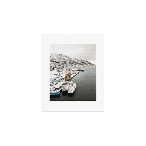 Henrike Schenk - Travel Photography Harbor In Norway Snow Photo Winter In Norway Boats And Mountains Art Print
