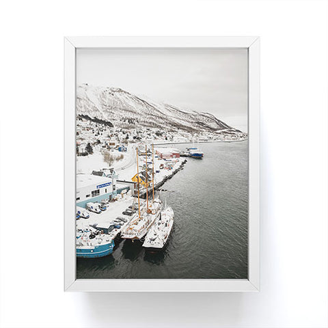 Henrike Schenk - Travel Photography Harbor In Norway Snow Photo Winter In Norway Boats And Mountains Framed Mini Art Print