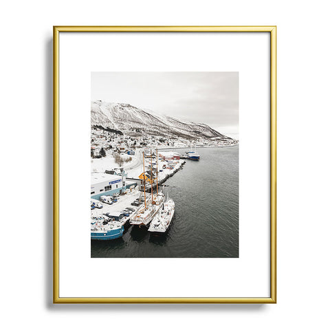Henrike Schenk - Travel Photography Harbor In Norway Snow Photo Winter In Norway Boats And Mountains Metal Framed Art Print
