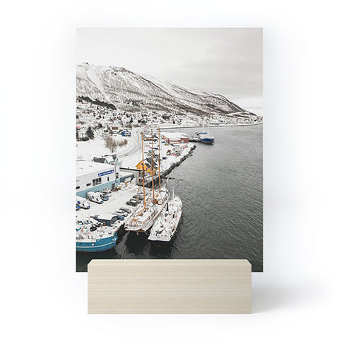 Henrike Schenk - Travel Photography Harbor In Norway Snow Photo Winter In Norway Boats And Mountains Mini Art Print