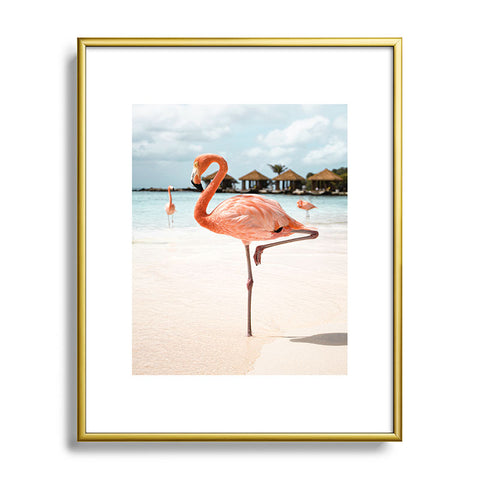 Henrike Schenk - Travel Photography Pink Flamingo Beach Photo Aruba Island Tropical Summer Bird Metal Framed Art Print
