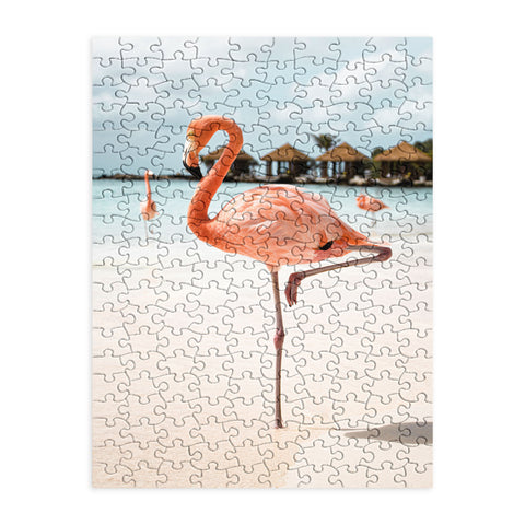 Henrike Schenk - Travel Photography Pink Flamingo Beach Photo Aruba Island Tropical Summer Bird Puzzle