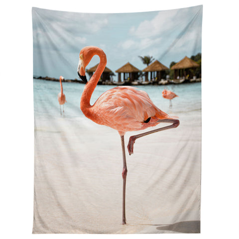 Henrike Schenk - Travel Photography Pink Flamingo Beach Photo Aruba Island Tropical Summer Bird Tapestry