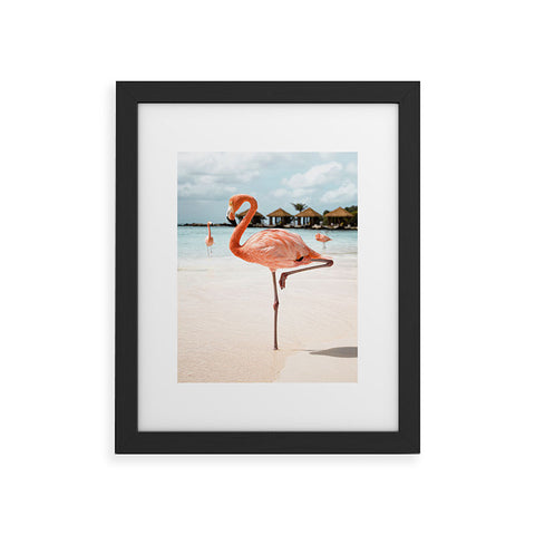 Henrike Schenk - Travel Photography Pink Flamingo Beach Photo Aruba Island Tropical Summer Bird Framed Art Print