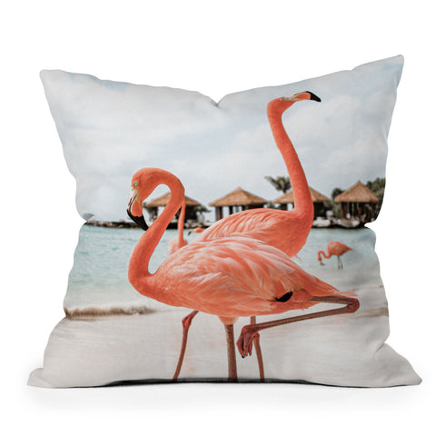 Henrike Schenk - Travel Photography Pink Flamingos On Aruba Island Throw Pillow