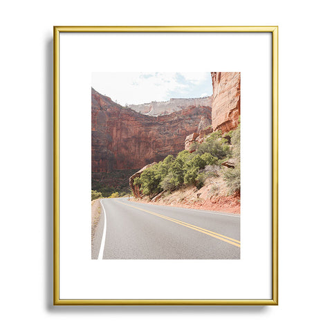 Henrike Schenk - Travel Photography Road Through Zion National Park Photo Colors Of Utah Landscape Metal Framed Art Print