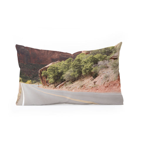 Henrike Schenk - Travel Photography Road Through Zion National Park Photo Colors Of Utah Landscape Oblong Throw Pillow