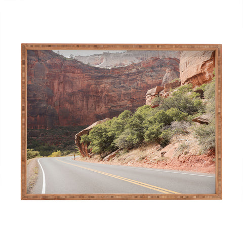 Henrike Schenk - Travel Photography Road Through Zion National Park Photo Colors Of Utah Landscape Rectangular Tray