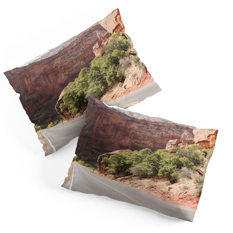 Henrike Schenk - Travel Photography Road Through Zion National Park Photo Colors Of Utah Landscape Pillow Shams
