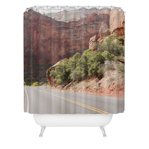 Henrike Schenk - Travel Photography Road Through Zion National Park Photo Colors Of Utah Landscape Shower Curtain