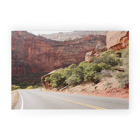 Henrike Schenk - Travel Photography Road Through Zion National Park Photo Colors Of Utah Landscape Welcome Mat