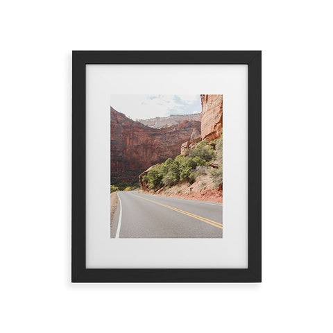 Henrike Schenk - Travel Photography Road Through Zion National Park Photo Colors Of Utah Landscape Framed Art Print