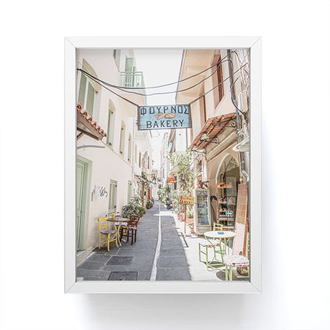 Henrike Schenk - Travel Photography Street In Greece Photo Pastel Village Houses Summer Framed Mini Art Print