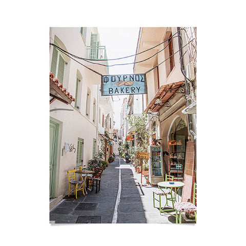 Henrike Schenk - Travel Photography Street In Greece Photo Pastel Village Houses Summer Poster